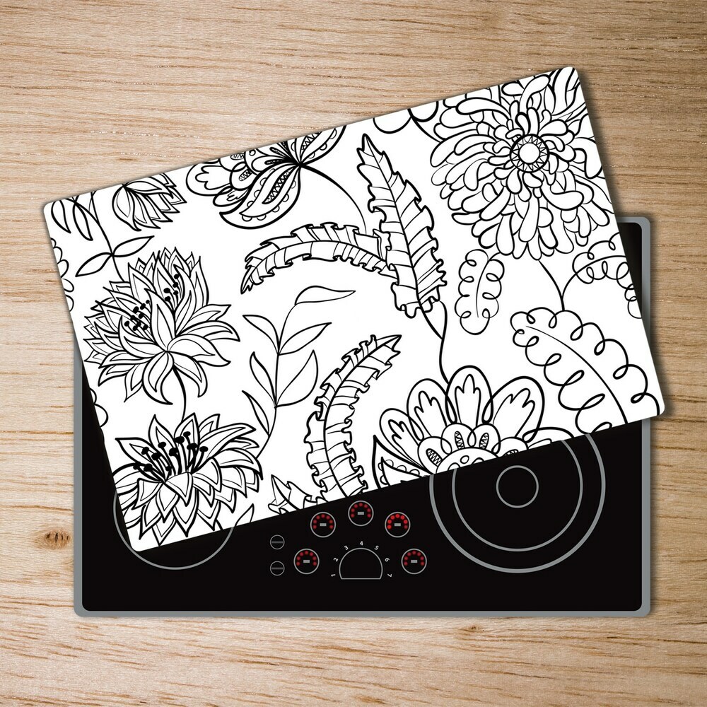 Protection plaque induction Illustration d'un motif floral