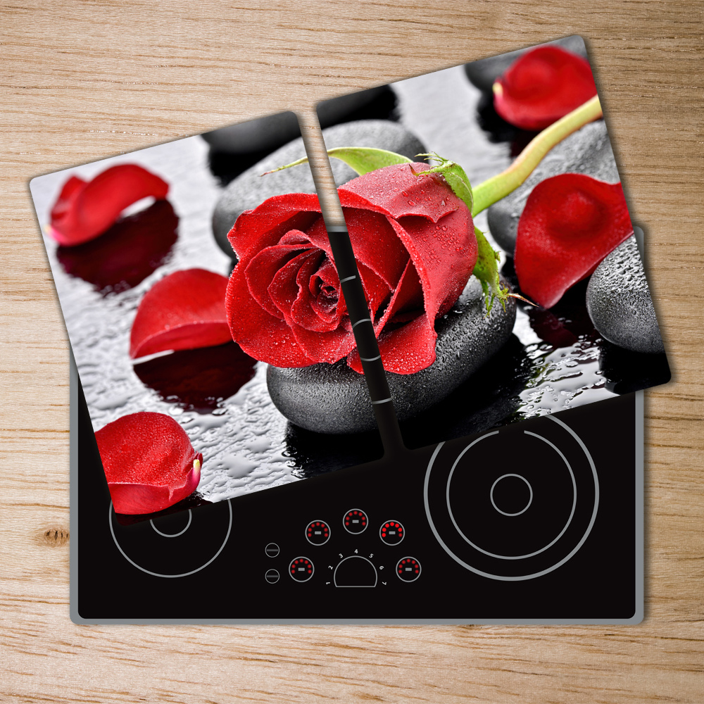 Protection pour plaque de cuisson Pierres roses rouges