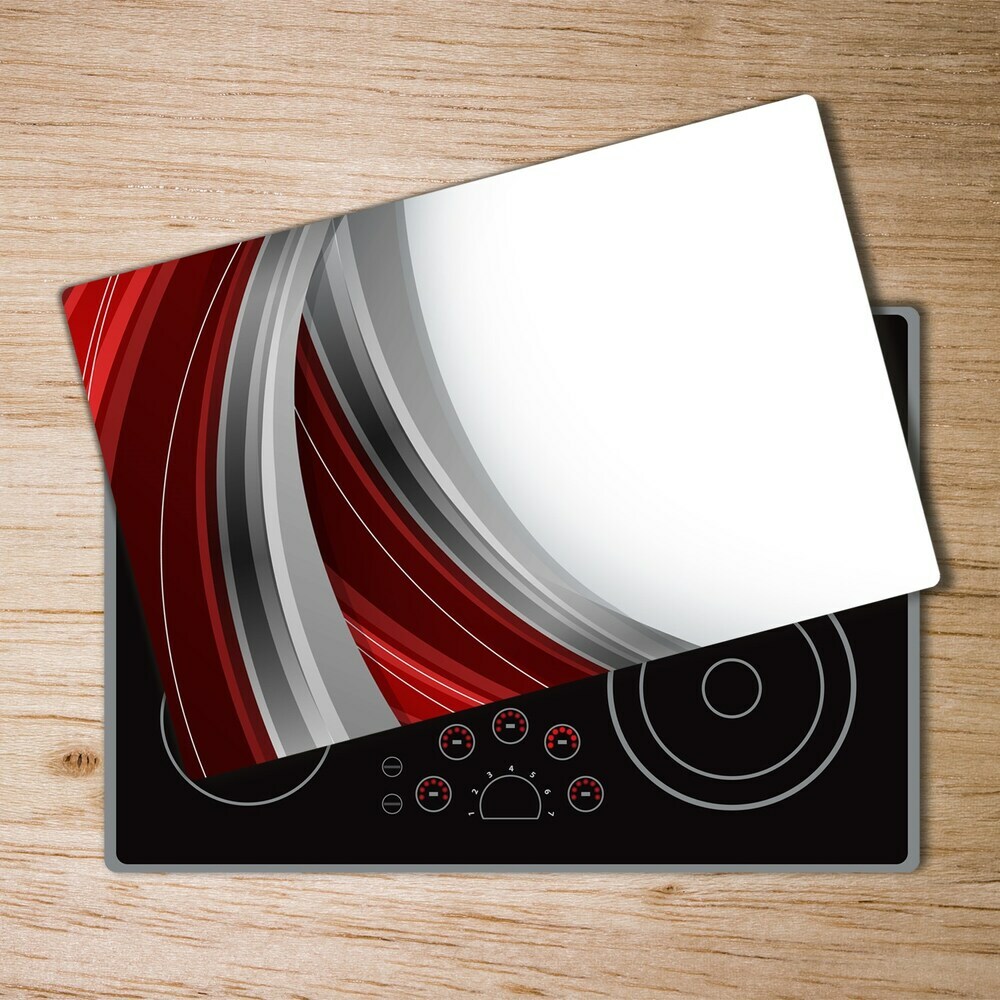 Protection pour plaque de cuisson Fond de vagues rouges