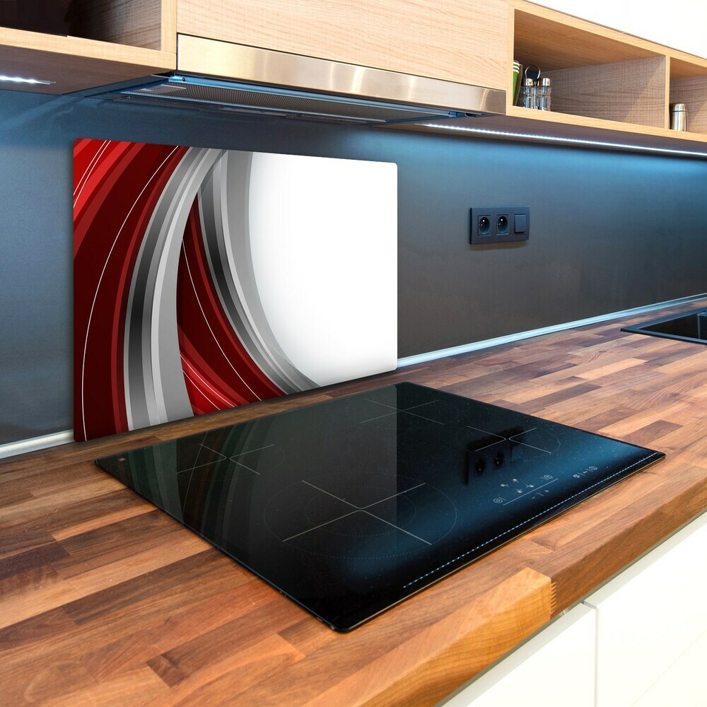 Protection pour plaque de cuisson Fond de vagues rouges