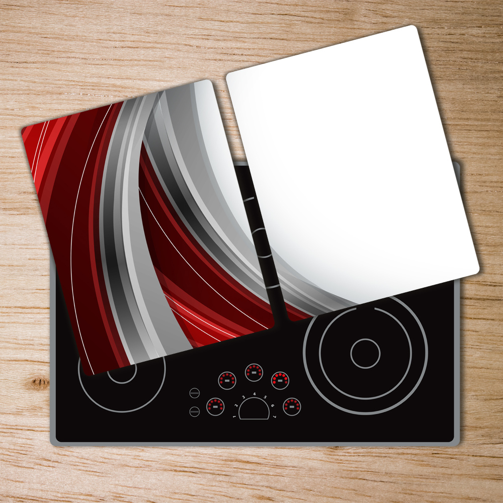 Protection pour plaque de cuisson Fond de vagues rouges