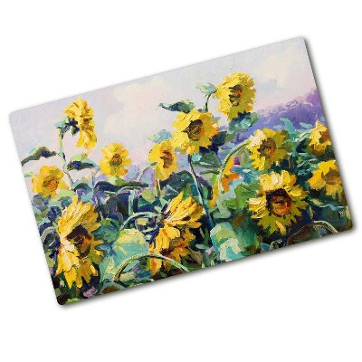 Protection pour plaque de cuisson Tournesols peints