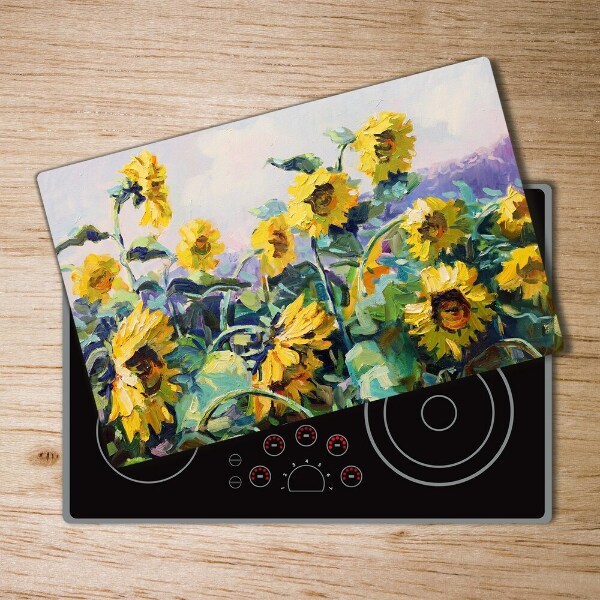 Protection pour plaque de cuisson Tournesols peints