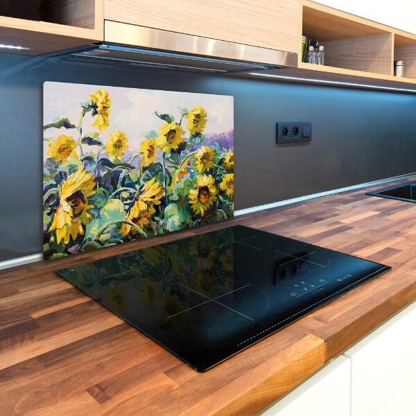 Protection pour plaque de cuisson Tournesols peints