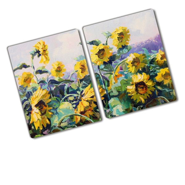 Protection pour plaque de cuisson Tournesols peints