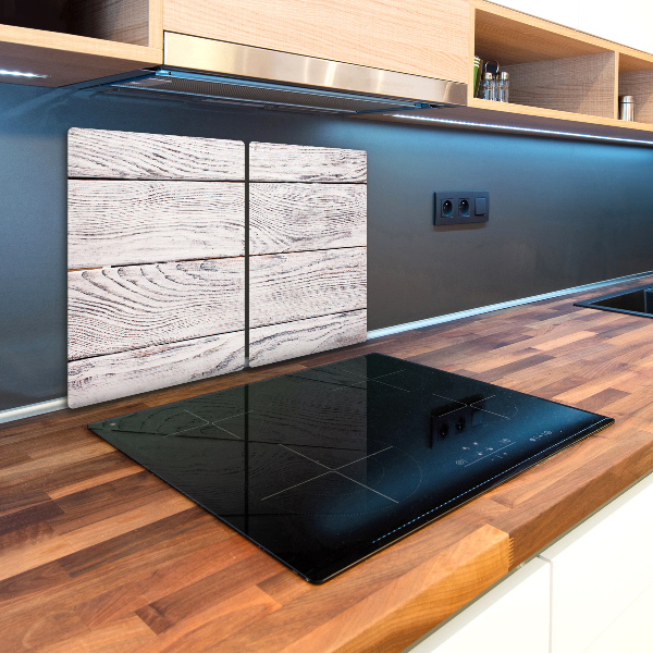 Cache plaque de cuisson Mur en bois avec panneaux blancs