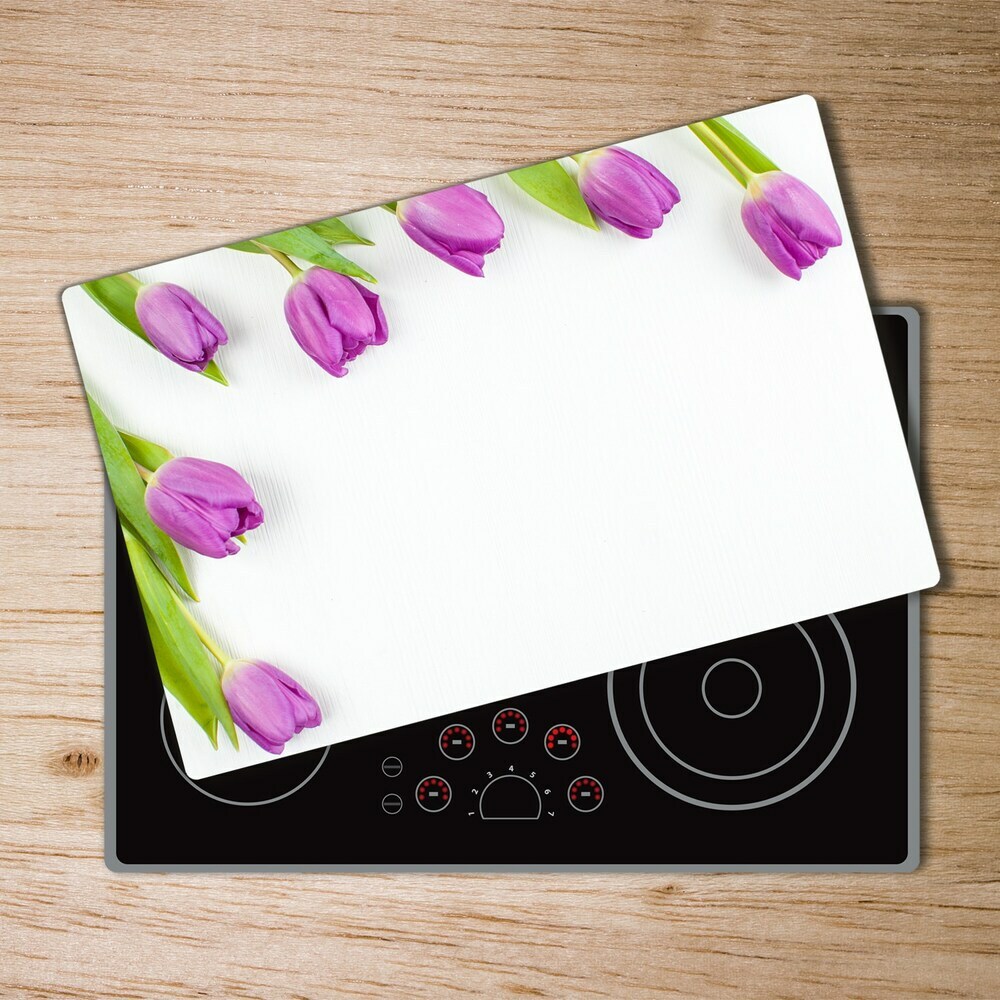 Protection pour plaque de cuisson Tulipes violettes