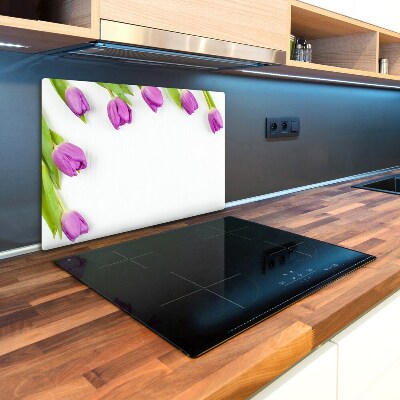 Protection pour plaque de cuisson Tulipes violettes