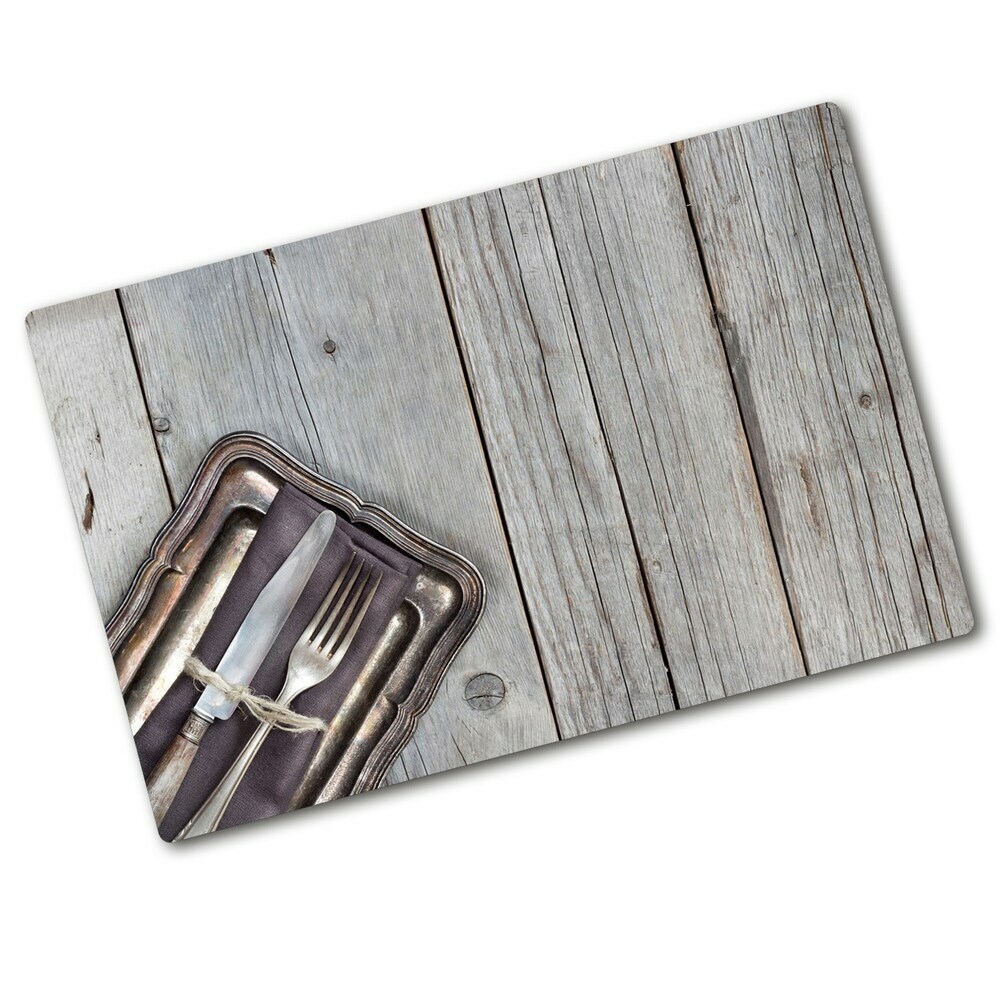 Cache plaque de cuisson Couverts sur planche