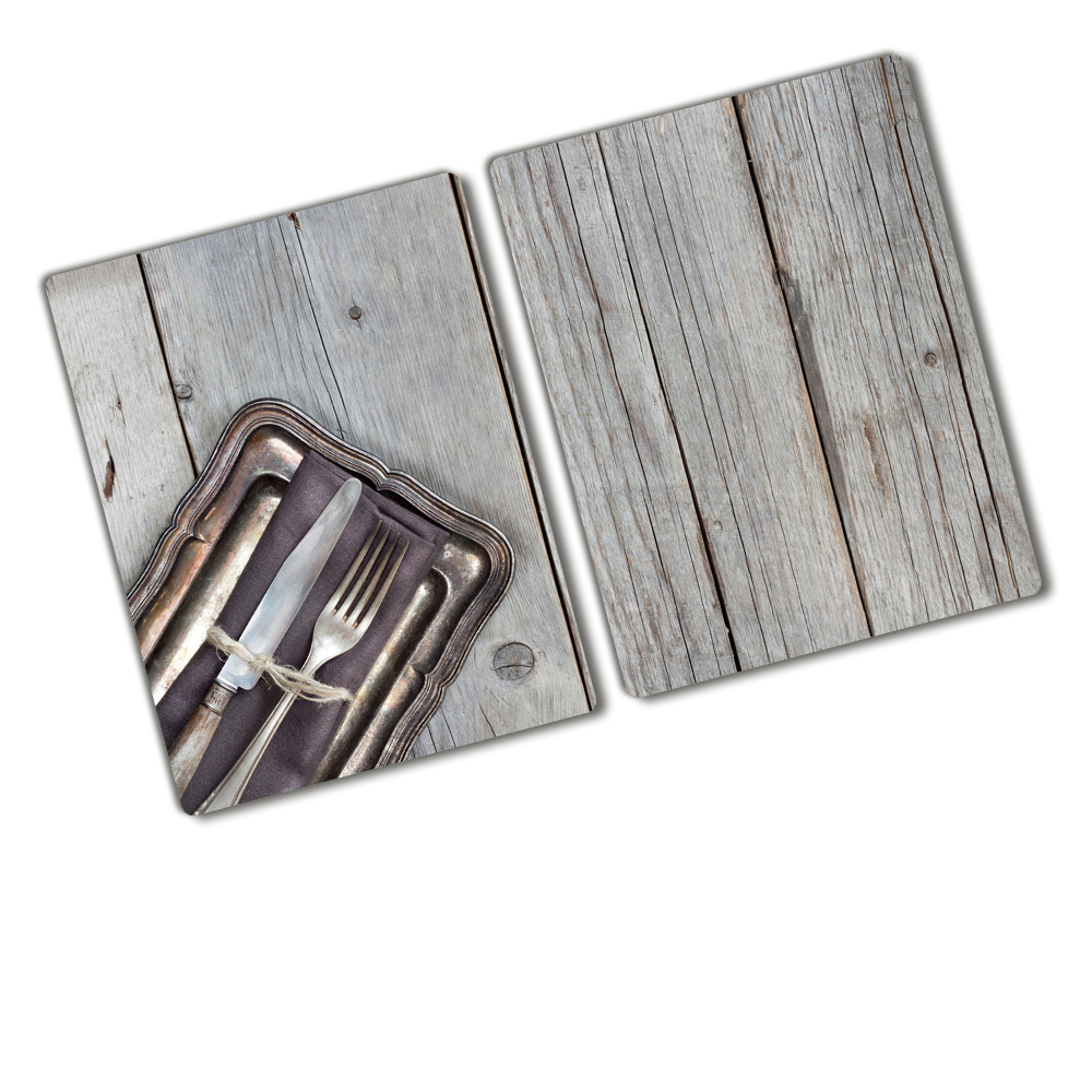 Cache plaque de cuisson Couverts sur planche