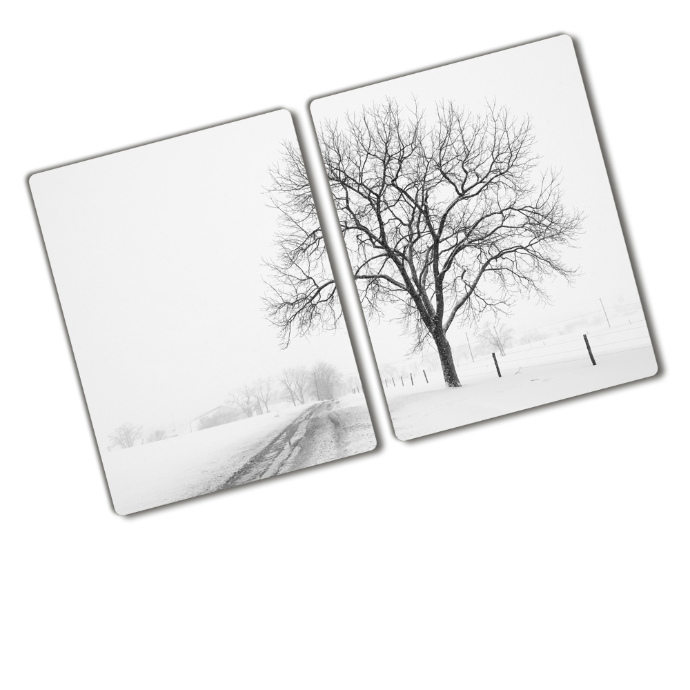 Cache plaque de cuisson Arbre en hiver