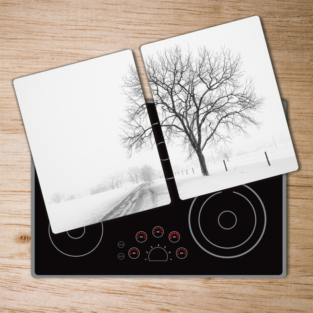 Cache plaque de cuisson Arbre en hiver