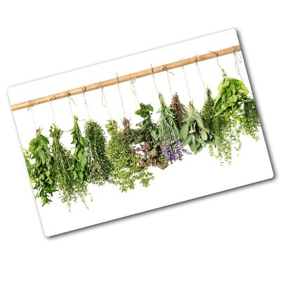 Planche à découper en verre Herbes sur une ficelle