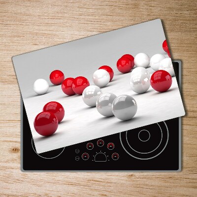 Protection pour plaque de cuisson Boules rouges et blanches