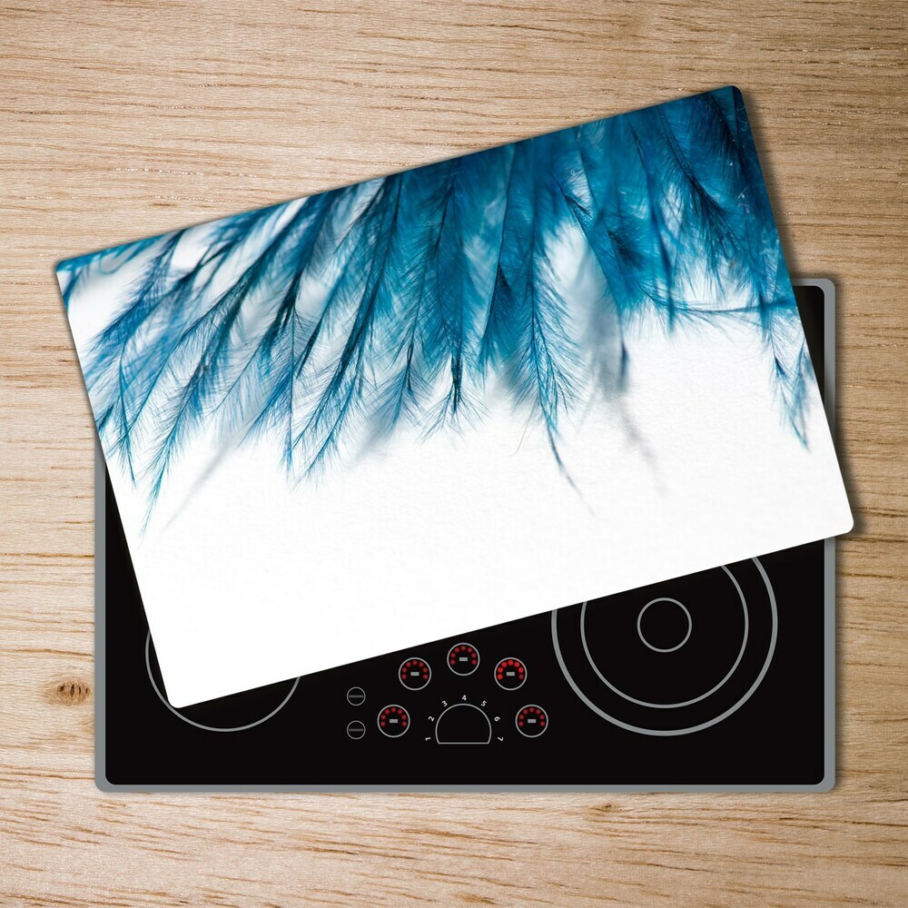 Protection pour plaque de cuisson Plumes bleues