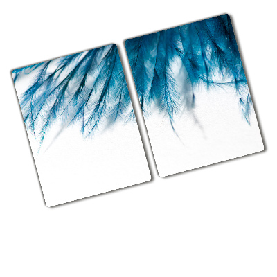 Protection pour plaque de cuisson Plumes bleues