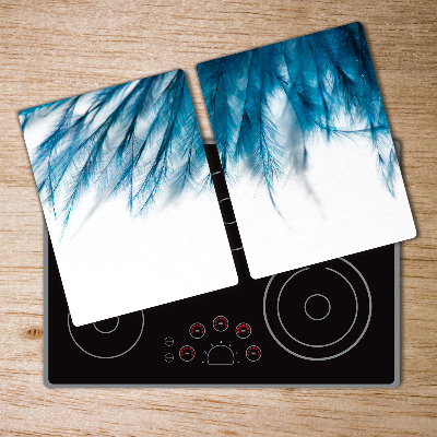 Protection pour plaque de cuisson Plumes bleues