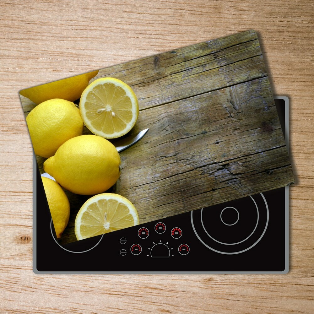 Cache plaque de cuisson Citrons sur bois