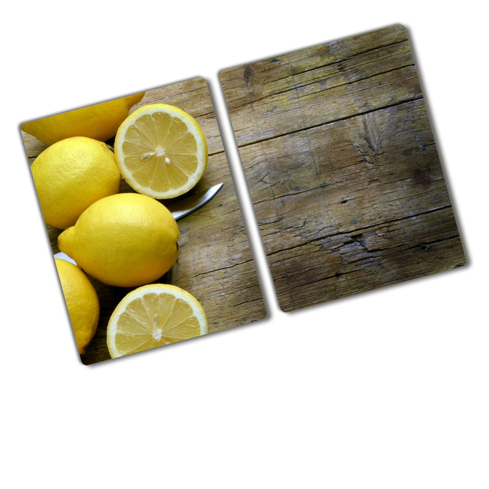 Cache plaque de cuisson Citrons sur bois