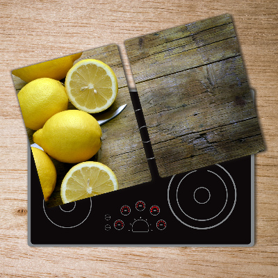 Cache plaque de cuisson Citrons sur bois