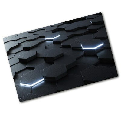 Protection pour plaque de cuisson Abstraction hexagones noirs 3D