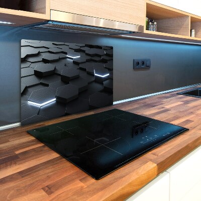 Protection pour plaque de cuisson Abstraction hexagones noirs 3D