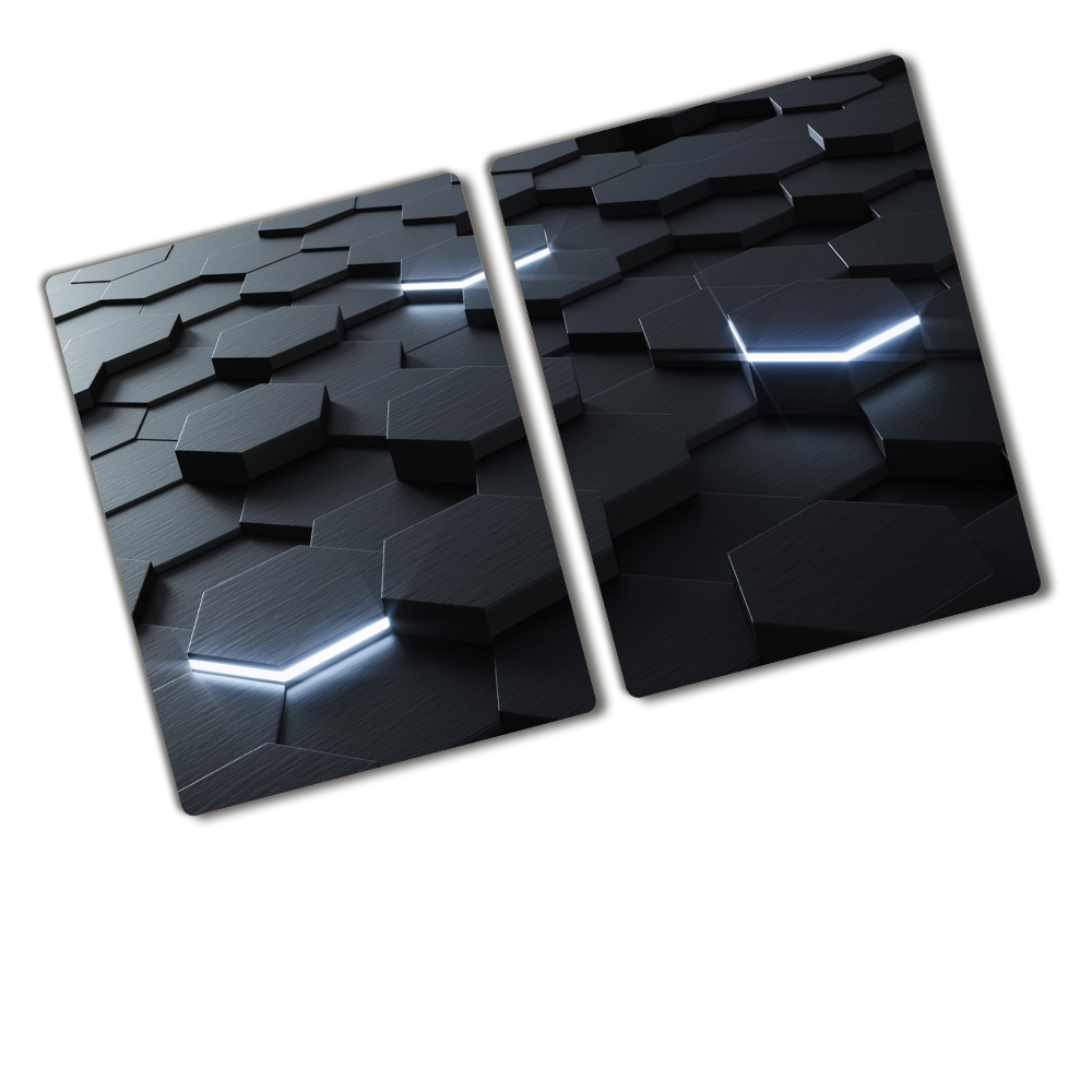 Protection pour plaque de cuisson Abstraction hexagones noirs 3D