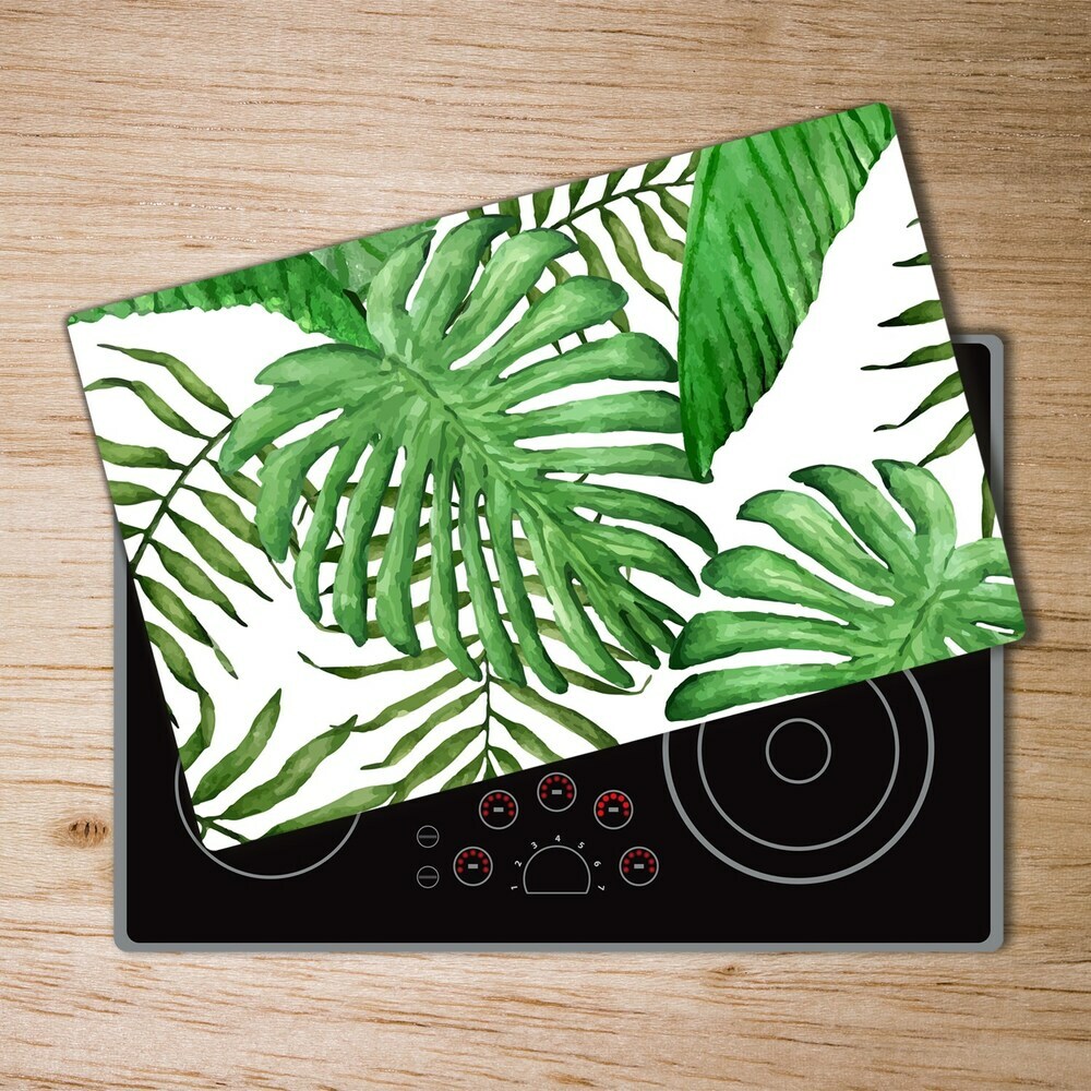 Protège plaque de cuisson Feuilles tropicales grand monstera