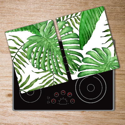 Protège plaque de cuisson Feuilles tropicales grand monstera