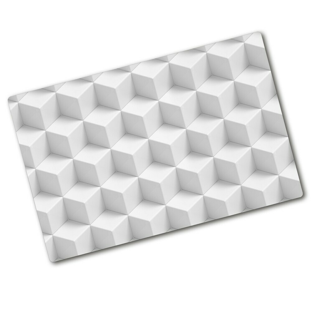 Protection pour plaque de cuisson Abstraction 3D cubes blancs