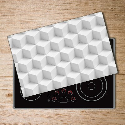 Protection pour plaque de cuisson Abstraction 3D cubes blancs