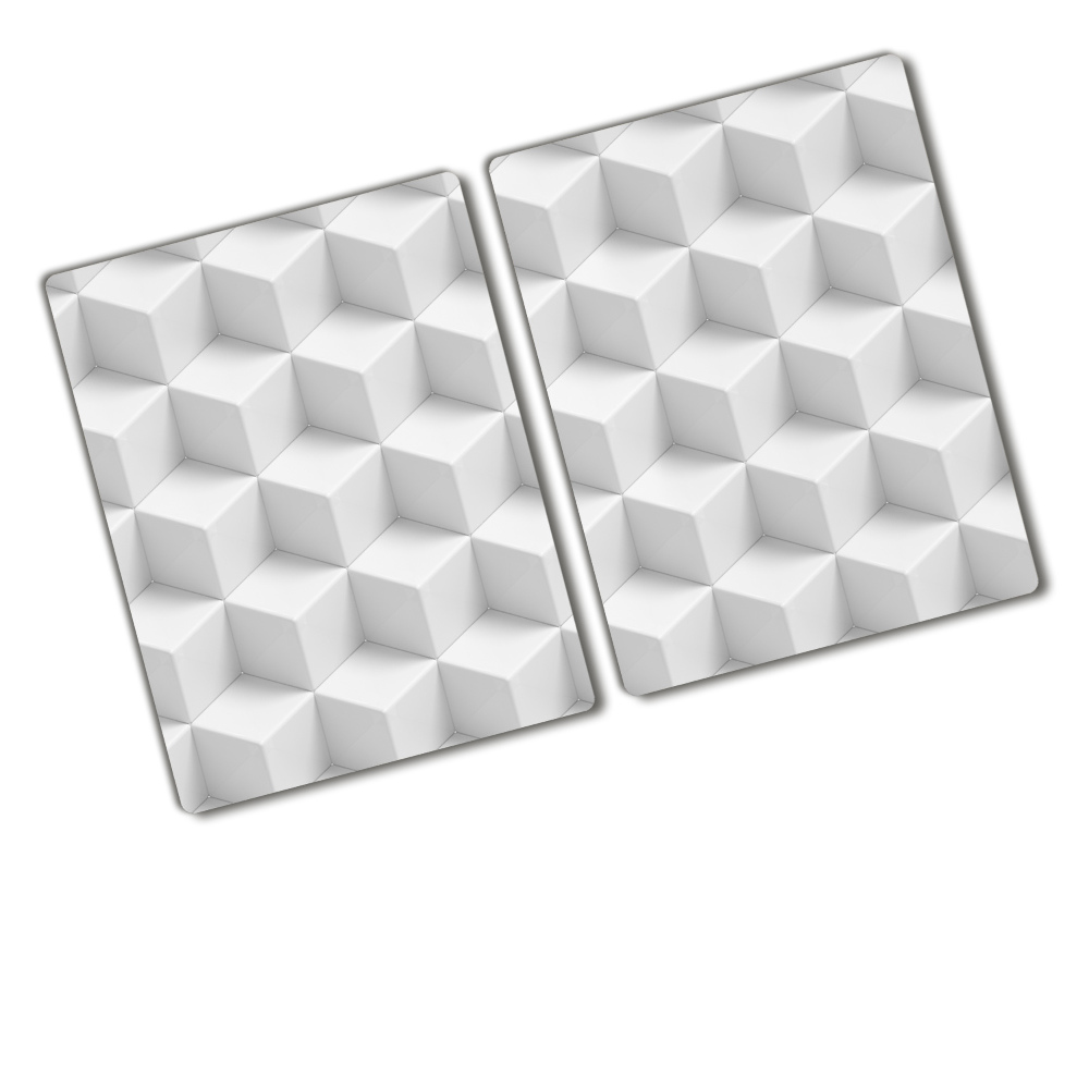 Protection pour plaque de cuisson Abstraction 3D cubes blancs