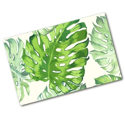 Protège plaque de cuisson Feuilles tropicales peintes monstera