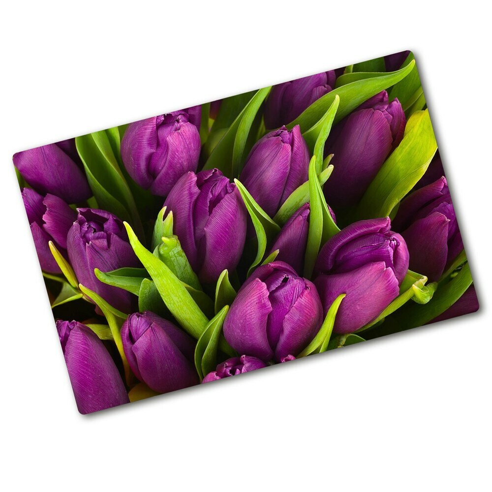 Protège plaque de cuisson Tulipes violettes