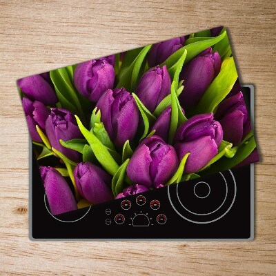 Protège plaque de cuisson Tulipes violettes