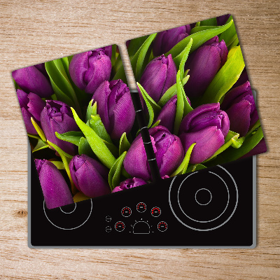 Protège plaque de cuisson Tulipes violettes