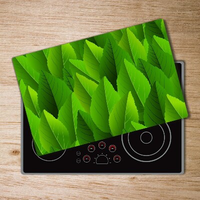 Protection pour plaque de cuisson Motif de feuilles vertes