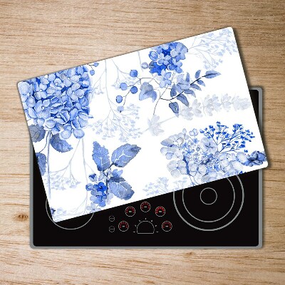 Couvre plaque de cuisson Motif floral bleu