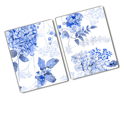 Couvre plaque de cuisson Motif floral bleu