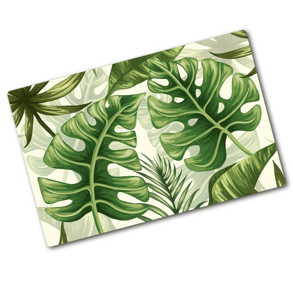 Protège plaque de cuisson Feuilles tropicales monstera