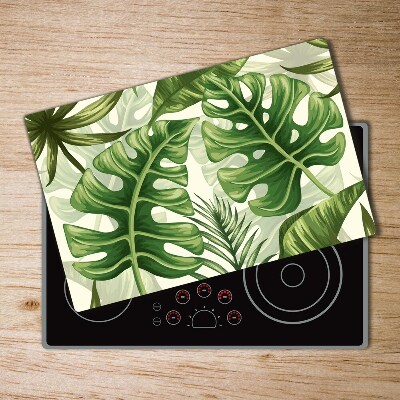 Protège plaque de cuisson Feuilles tropicales monstera