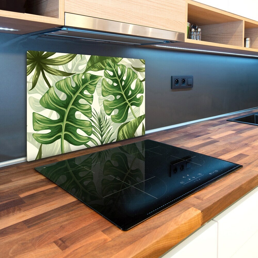 Protège plaque de cuisson Feuilles tropicales monstera