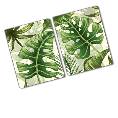 Protège plaque de cuisson Feuilles tropicales monstera