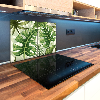 Protège plaque de cuisson Feuilles tropicales monstera