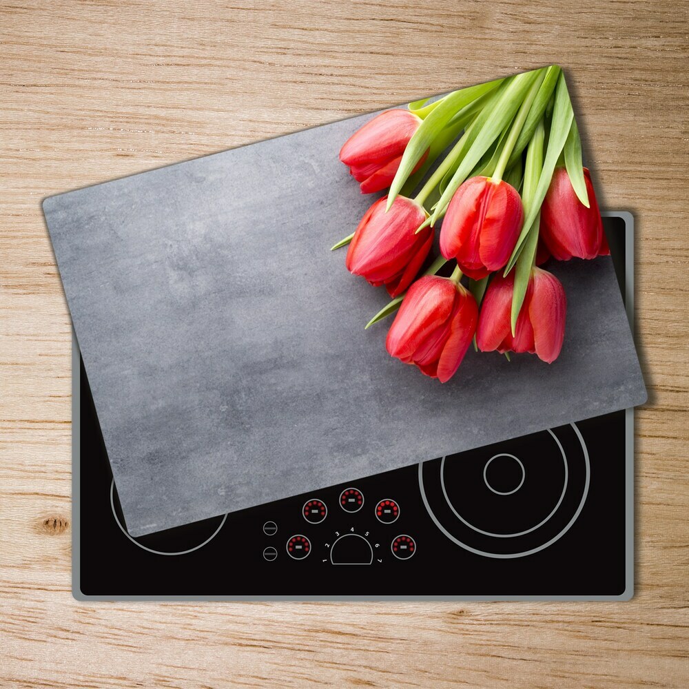 Protection plaque induction Tulipes rouges