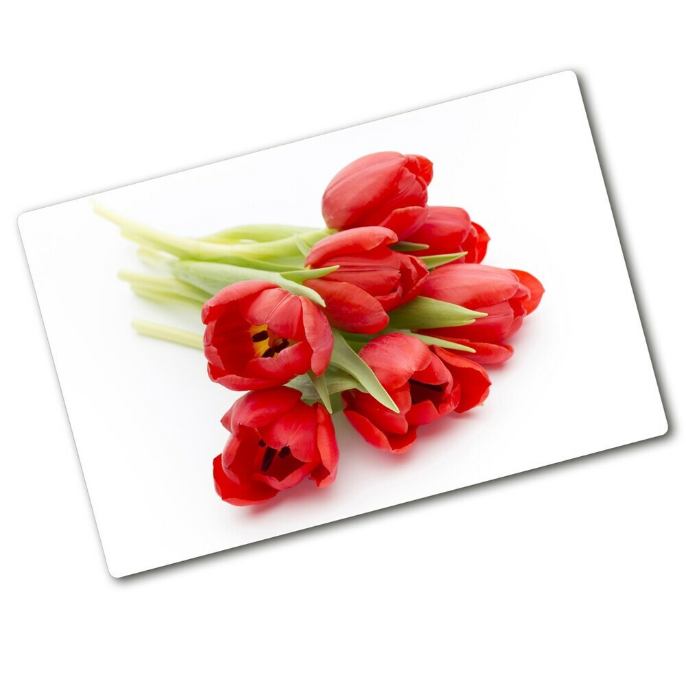 Planche à découper verre Tulipes rouges