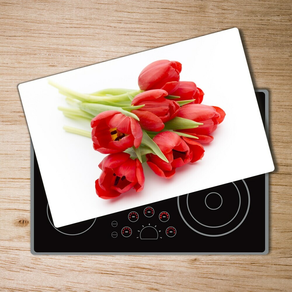 Planche à découper verre Tulipes rouges