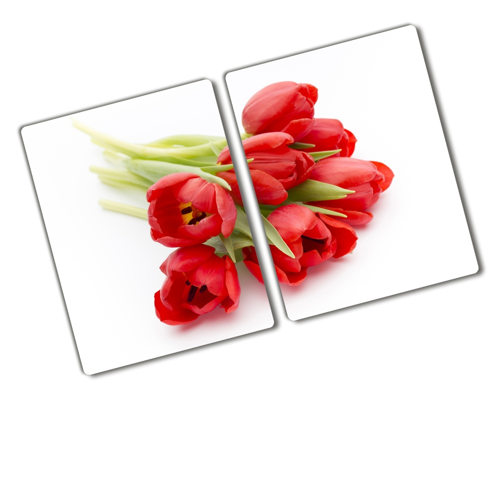 Planche à découper verre Tulipes rouges