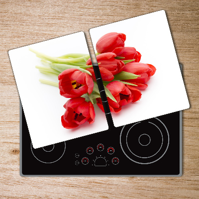 Planche à découper verre Tulipes rouges