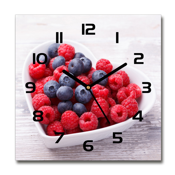 Horloge murale carrée Framboises et myrtilles